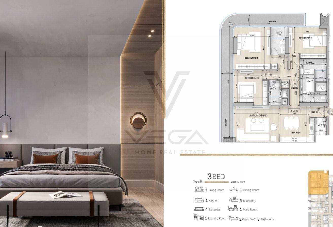 Luxury 3BHK |10% Down Payment|7 year payment plan